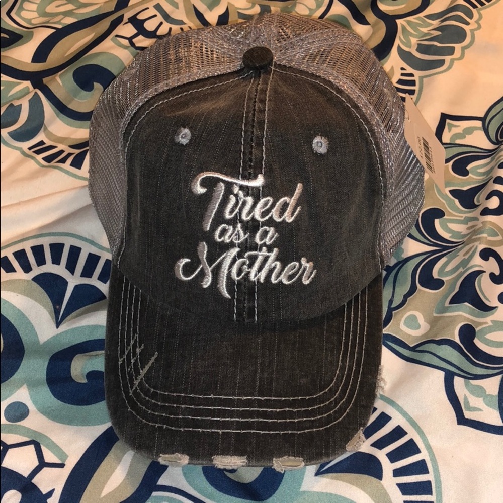 Katydid distressed “Tired as a Mother” hat